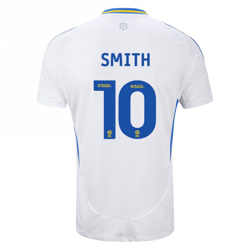 Kids Football Kathryn Smith #10 White Blue Home Jersey 2024/25 T-Shirt Canada