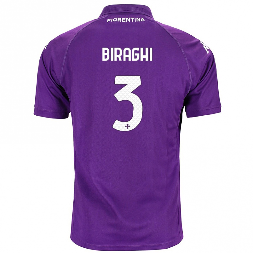 Kids Football Cristiano Biraghi #3 Purple Home Jersey 2024/25 T-Shirt Canada