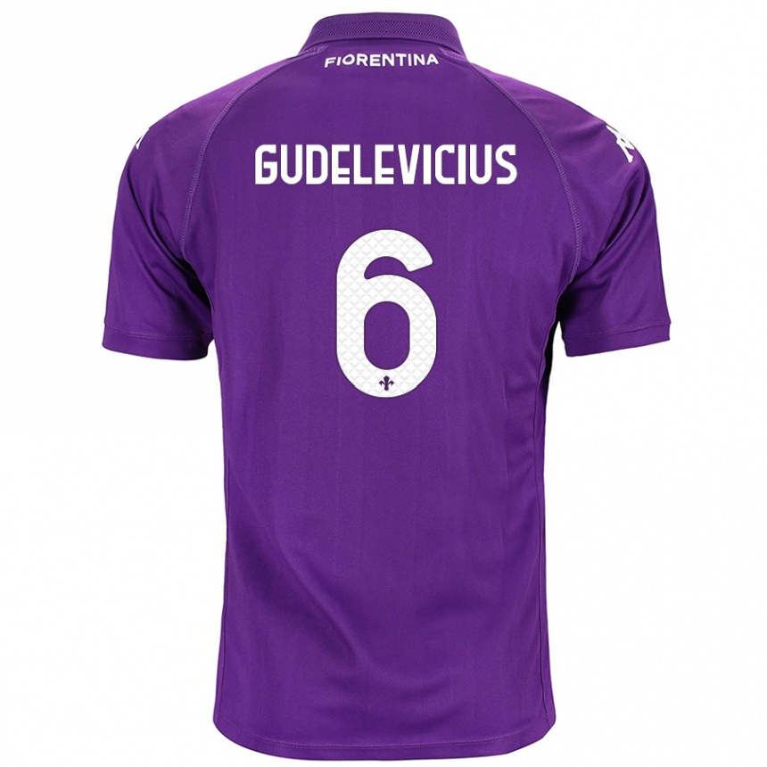 Kids Football Ernestas Gudelevicius #6 Purple Home Jersey 2024/25 T-Shirt Canada