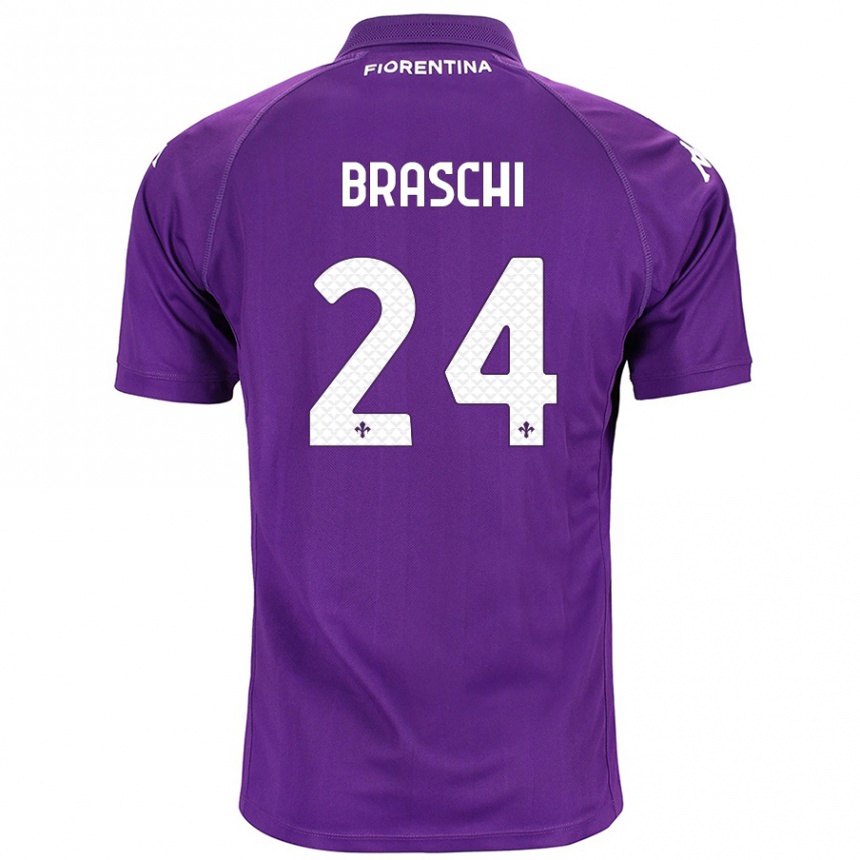 Kids Football Riccardo Braschi #24 Purple Home Jersey 2024/25 T-Shirt Canada