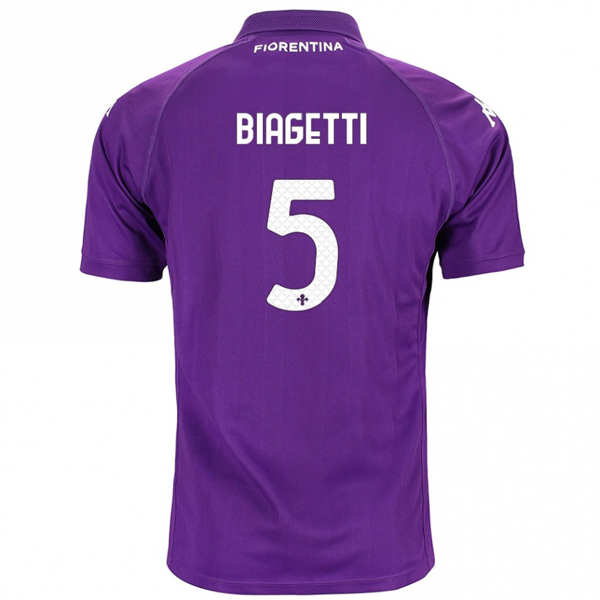 Kids Football Christian Biagetti #5 Purple Home Jersey 2024/25 T-Shirt Canada