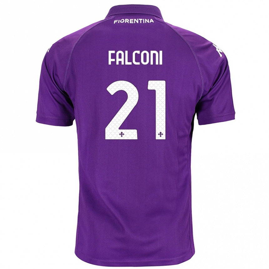 Kids Football Niccolò Falconi #21 Purple Home Jersey 2024/25 T-Shirt Canada