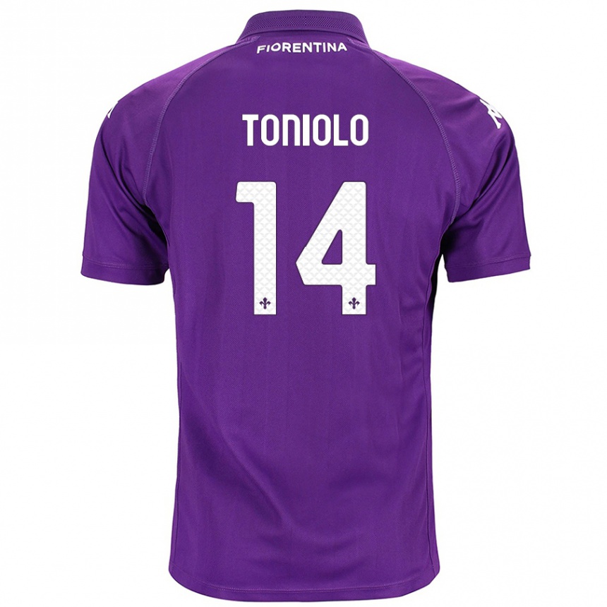 Kids Football Martina Toniolo #14 Purple Home Jersey 2024/25 T-Shirt Canada