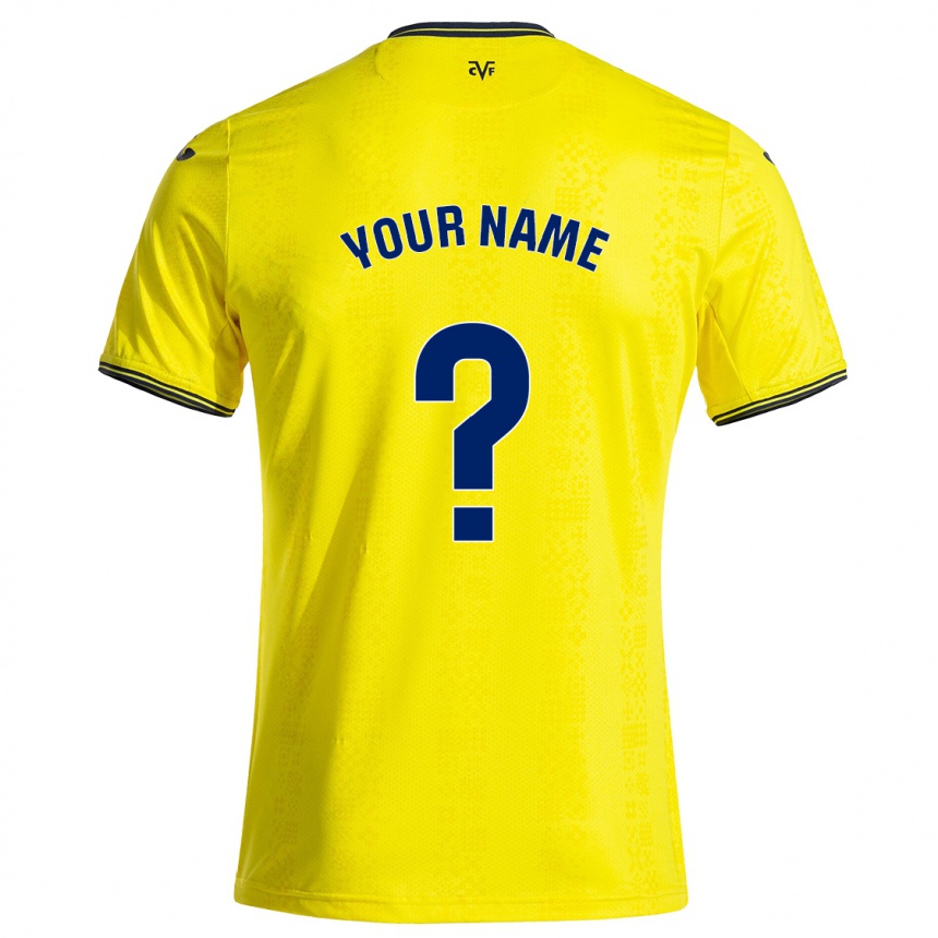 Enfant Football Maillot Votre Nom #0 Jaune Noir Tenues Domicile 2024/25 Canada