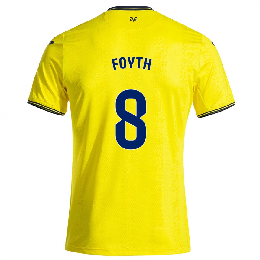 Kids Football Juan Foyth #8 Yellow Black Home Jersey 2024/25 T-Shirt Canada