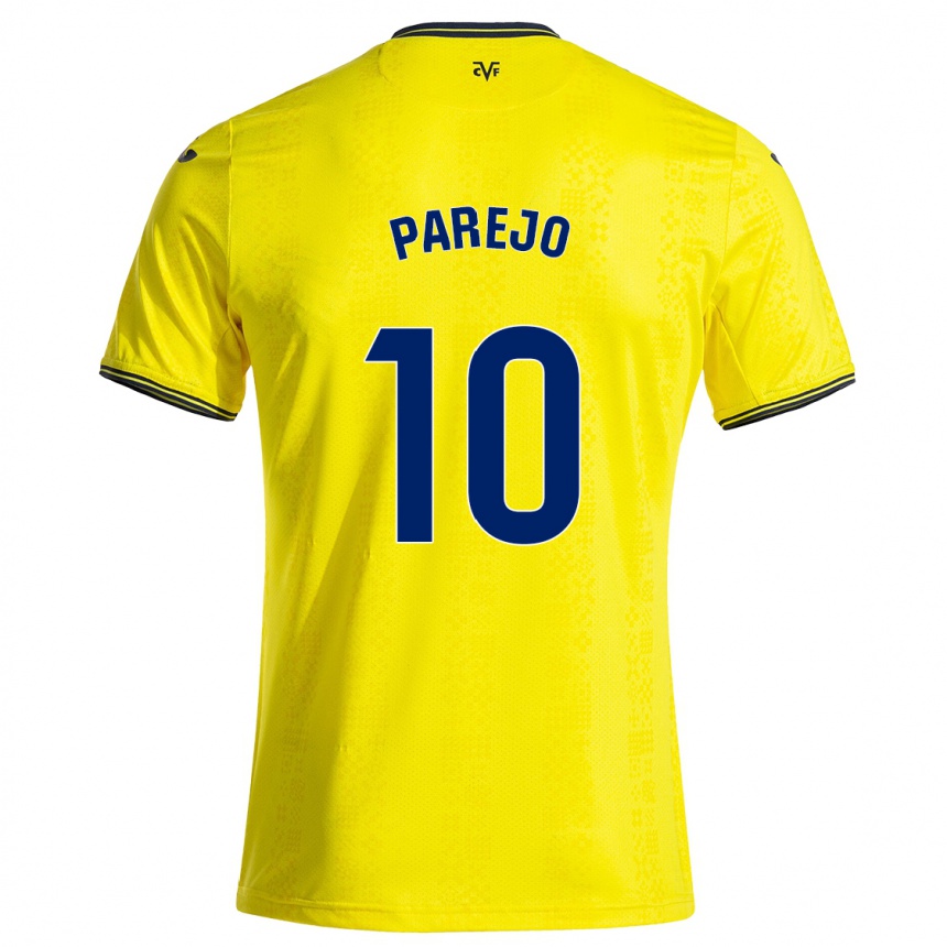 Kids Football Dani Parejo #10 Yellow Black Home Jersey 2024/25 T-Shirt Canada