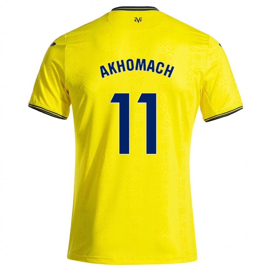 Enfant Football Maillot Ilias Akhomach #11 Jaune Noir Tenues Domicile 2024/25 Canada