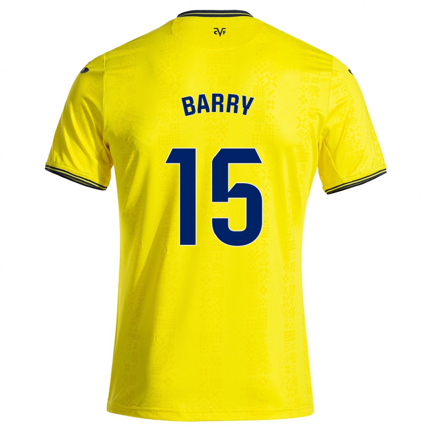 Enfant Football Maillot Thierno Barry #15 Jaune Noir Tenues Domicile 2024/25 Canada