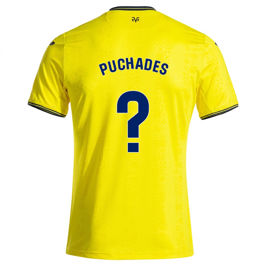 Kids Football Fran Puchades #0 Yellow Black Home Jersey 2024/25 T-Shirt Canada