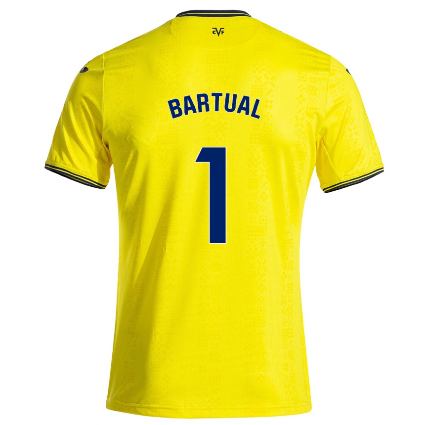 Enfant Football Maillot Kike Bartual #1 Jaune Noir Tenues Domicile 2024/25 Canada