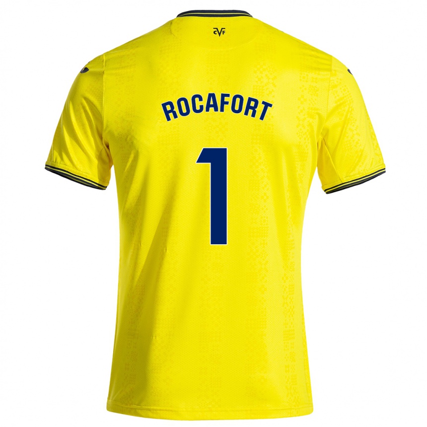 Kids Football Rodrigo Rocafort #1 Yellow Black Home Jersey 2024/25 T-Shirt Canada