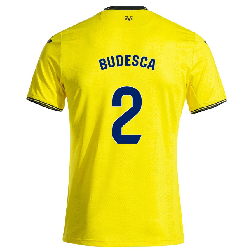 Kids Football Daniel Budesca #2 Yellow Black Home Jersey 2024/25 T-Shirt Canada