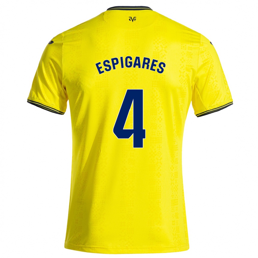 Enfant Football Maillot Antonio Espigares #4 Jaune Noir Tenues Domicile 2024/25 Canada