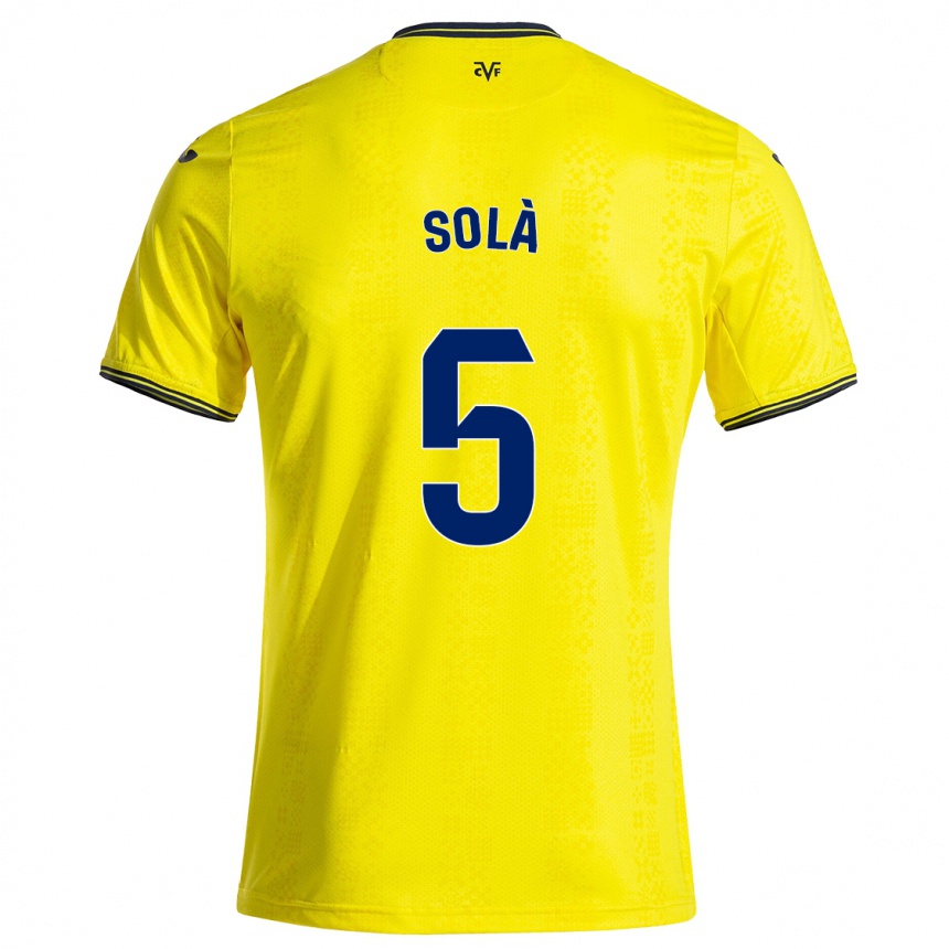 Kids Football Arnau Solà #5 Yellow Black Home Jersey 2024/25 T-Shirt Canada