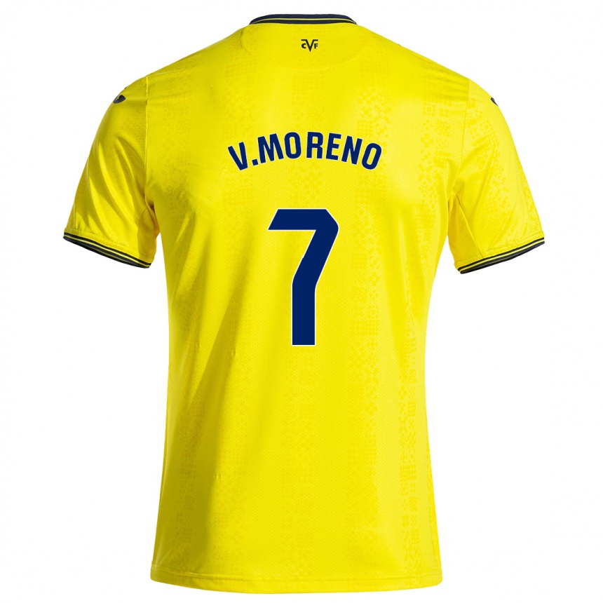 Kids Football Víctor Moreno #7 Yellow Black Home Jersey 2024/25 T-Shirt Canada