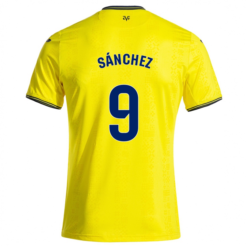 Kids Football Edu Sánchez #9 Yellow Black Home Jersey 2024/25 T-Shirt Canada