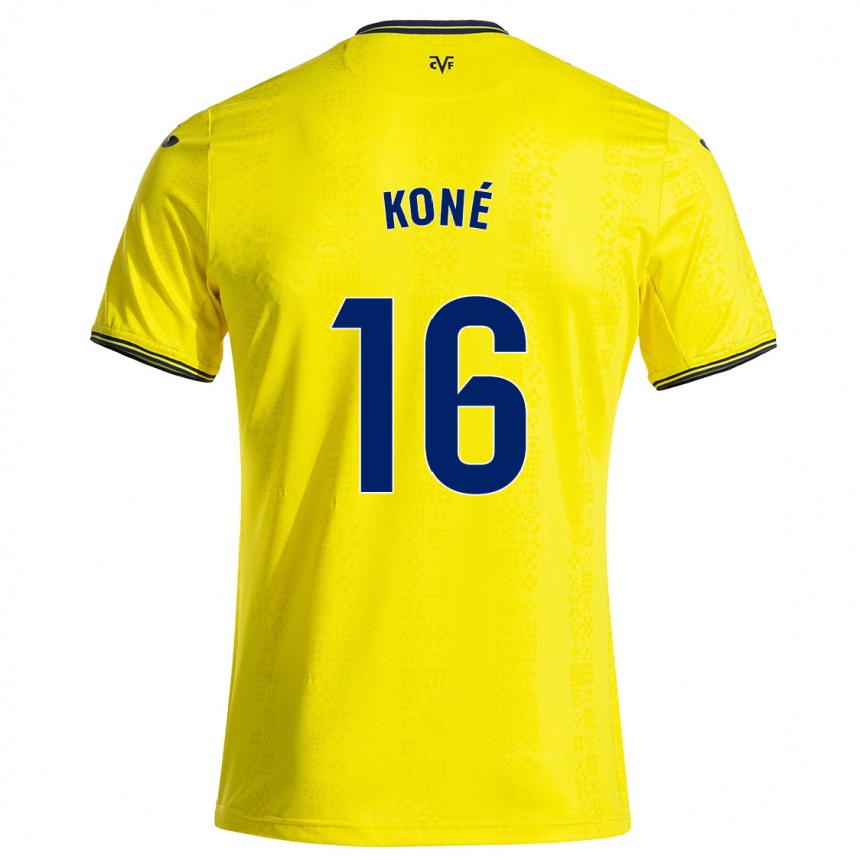 Enfant Football Maillot Ayouba Koné #16 Jaune Noir Tenues Domicile 2024/25 Canada