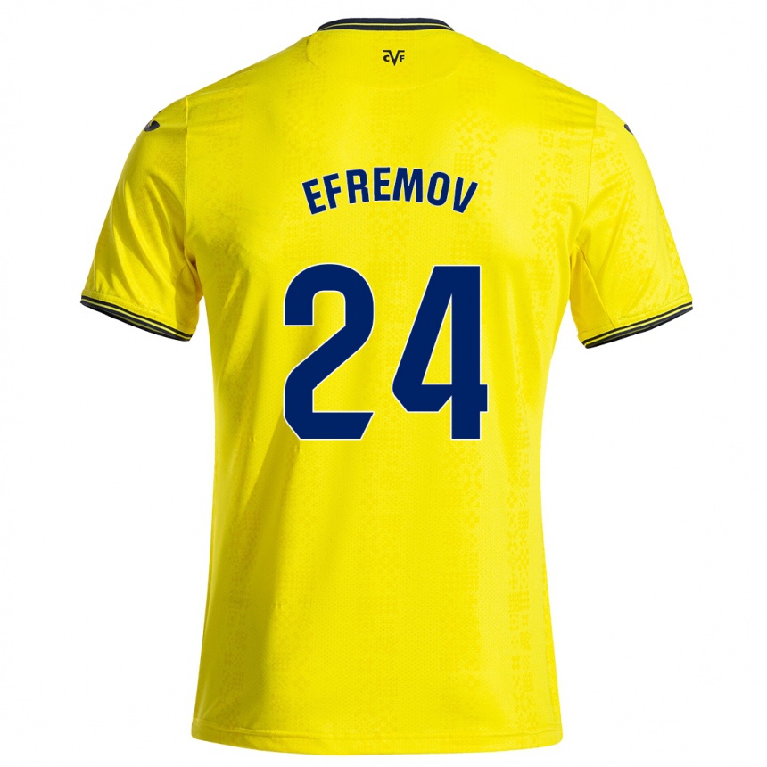 Kids Football Anton Efremov #24 Yellow Black Home Jersey 2024/25 T-Shirt Canada