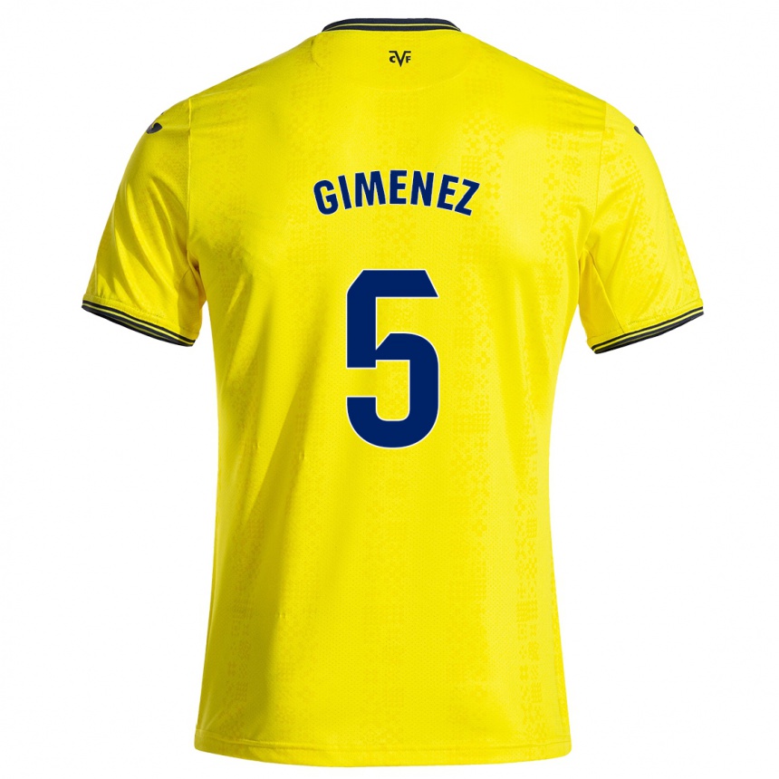 Kids Football Yenifer Giménez #5 Yellow Black Home Jersey 2024/25 T-Shirt Canada