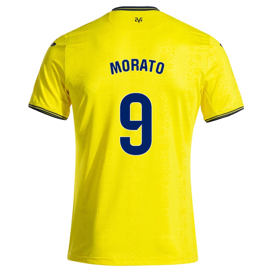 Kids Football Teresa Morató #9 Yellow Black Home Jersey 2024/25 T-Shirt Canada