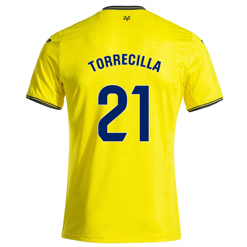 Enfant Football Maillot Virginia Torrecilla #21 Jaune Noir Tenues Domicile 2024/25 Canada