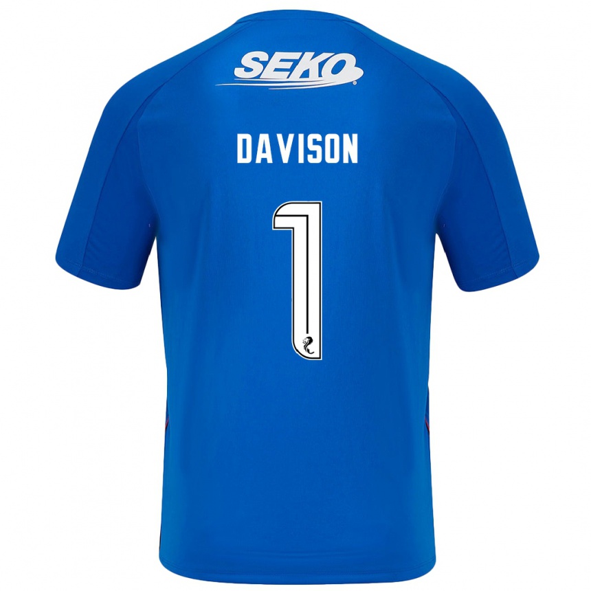 Kids Football Hannah Davison #1 Dark Blue Home Jersey 2024/25 T-Shirt Canada