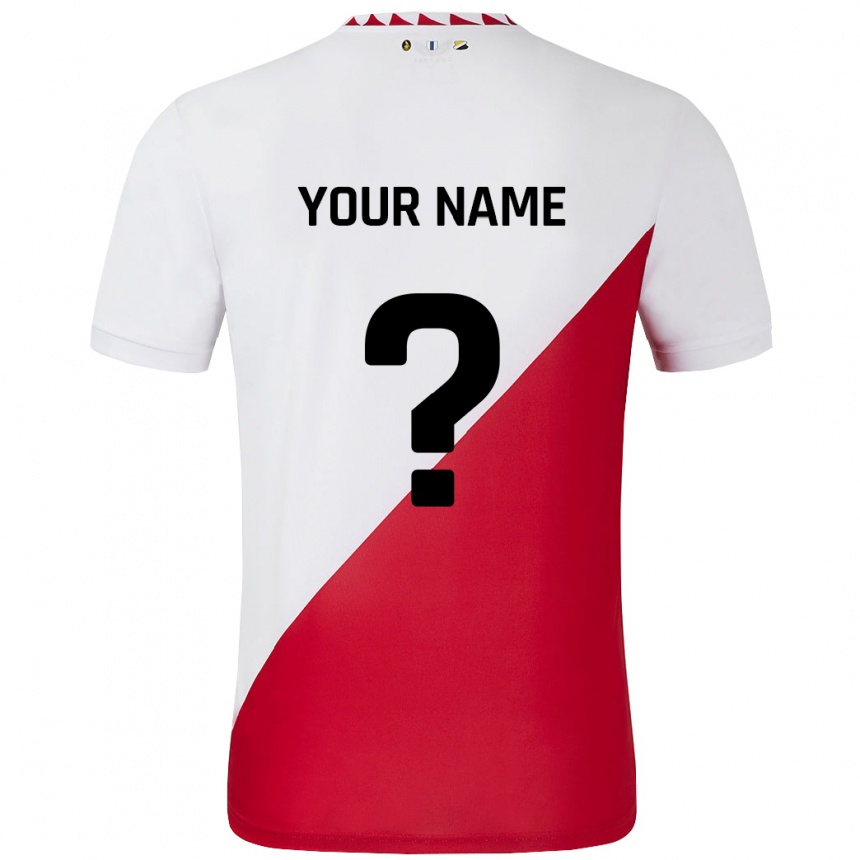 Kids Football Your Name #0 White Red Home Jersey 2024/25 T-Shirt Canada