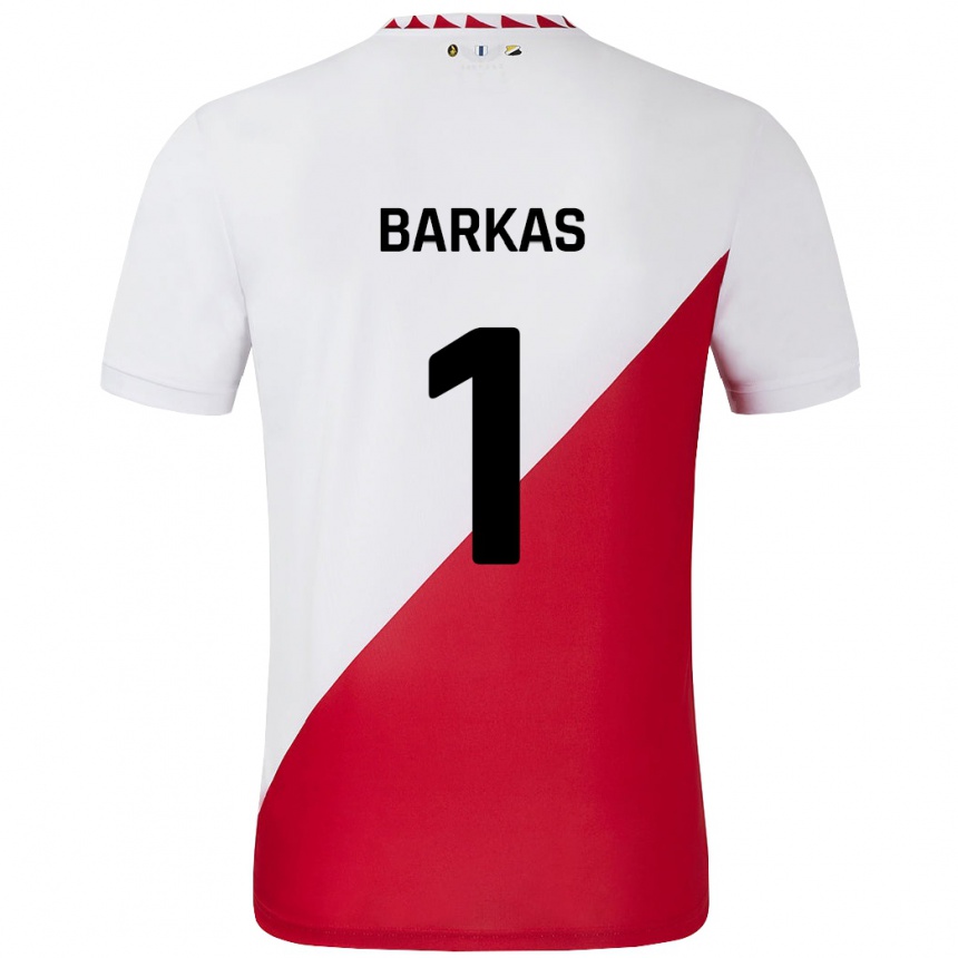 Kids Football Vasilios Barkas #1 White Red Home Jersey 2024/25 T-Shirt Canada