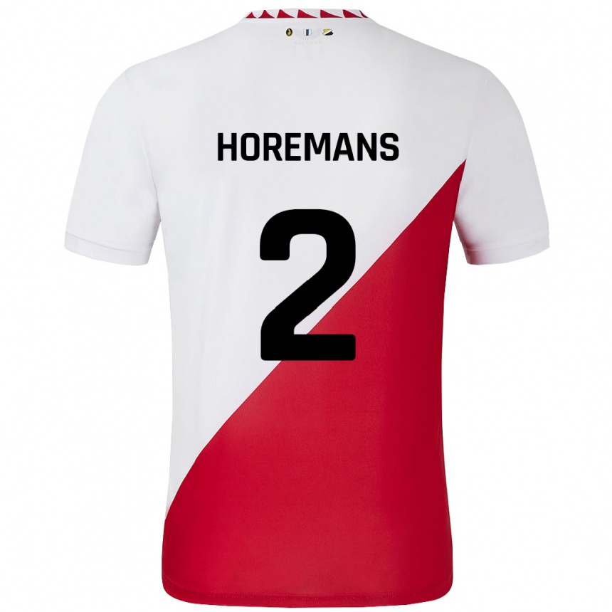 Kids Football Siebe Horemans #2 White Red Home Jersey 2024/25 T-Shirt Canada