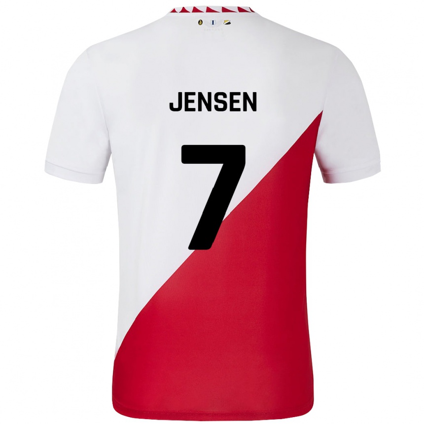 Kids Football Victor Jensen #7 White Red Home Jersey 2024/25 T-Shirt Canada