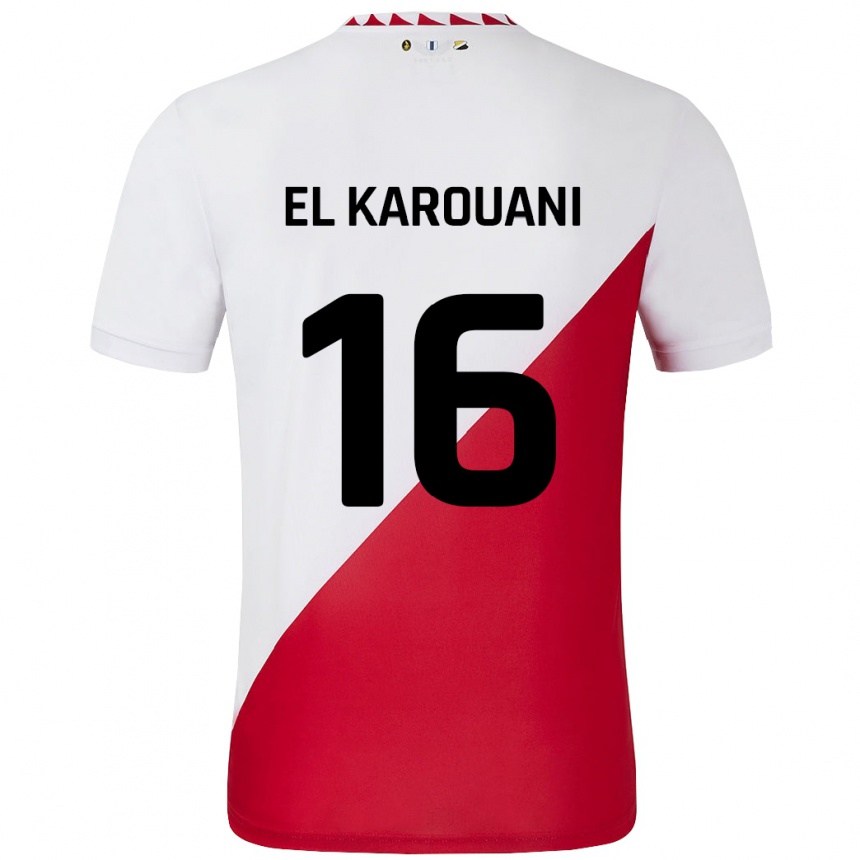 Kids Football Souffian El Karouani #16 White Red Home Jersey 2024/25 T-Shirt Canada