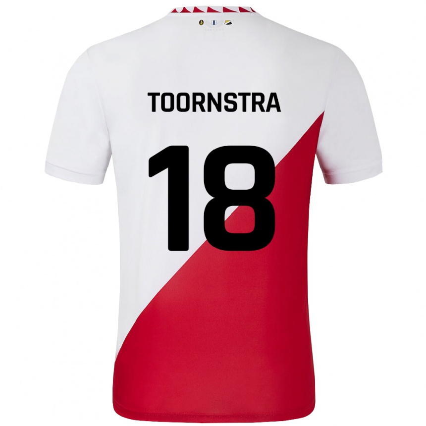 Kids Football Jens Toornstra #18 White Red Home Jersey 2024/25 T-Shirt Canada