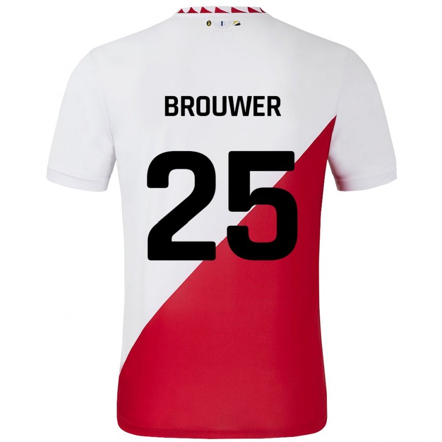 Kids Football Michael Brouwer #25 White Red Home Jersey 2024/25 T-Shirt Canada