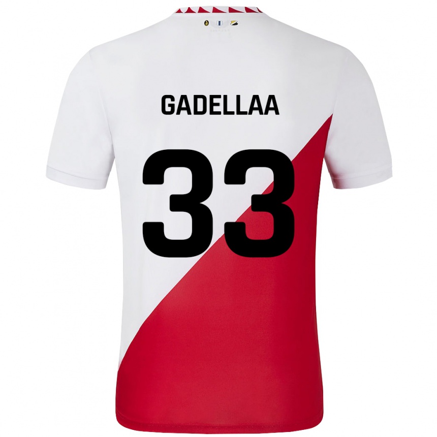 Kids Football Kevin Gadellaa #33 White Red Home Jersey 2024/25 T-Shirt Canada