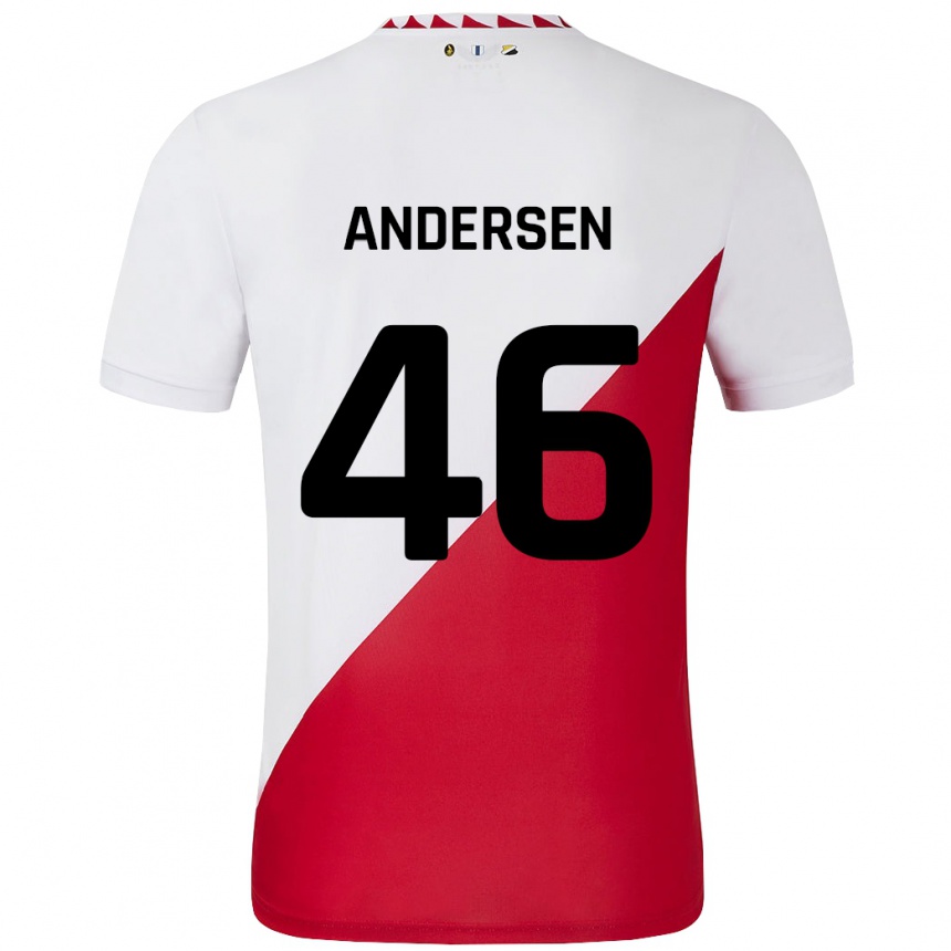 Kids Football Silas Andersen #46 White Red Home Jersey 2024/25 T-Shirt Canada