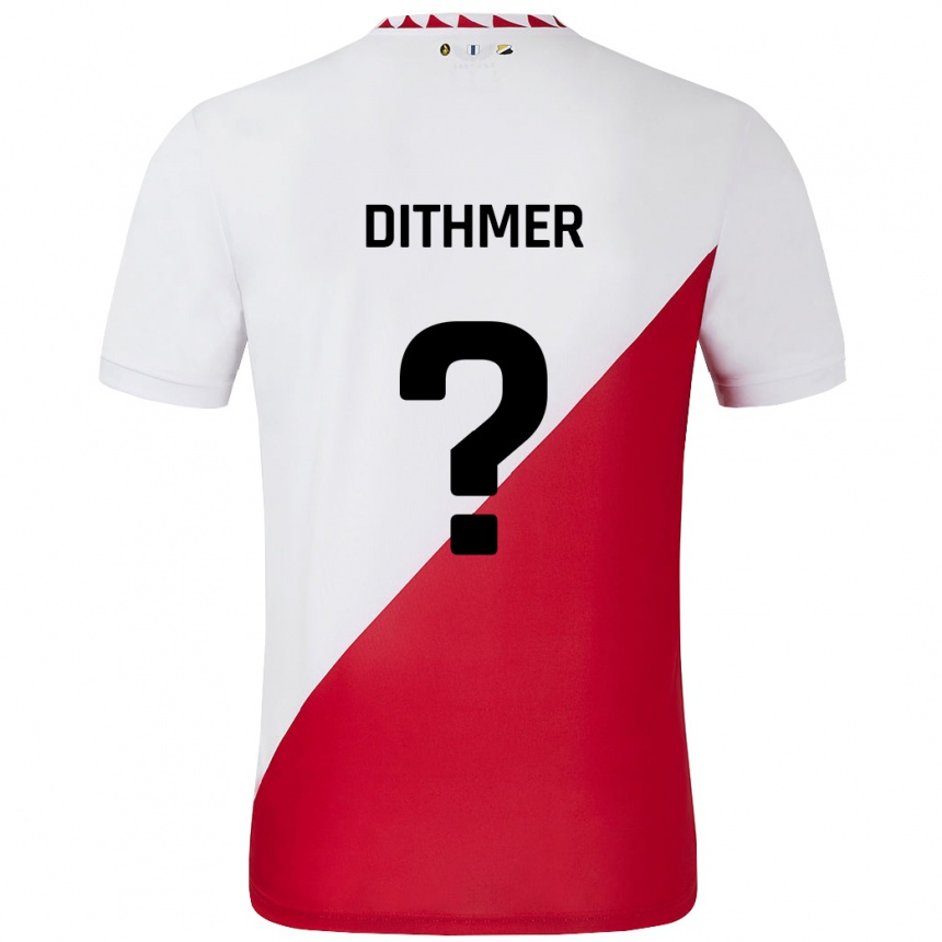 Kids Football Andreas Dithmer #0 White Red Home Jersey 2024/25 T-Shirt Canada