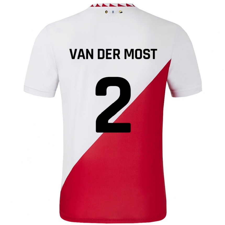 Kids Football Liza Van Der Most #2 White Red Home Jersey 2024/25 T-Shirt Canada