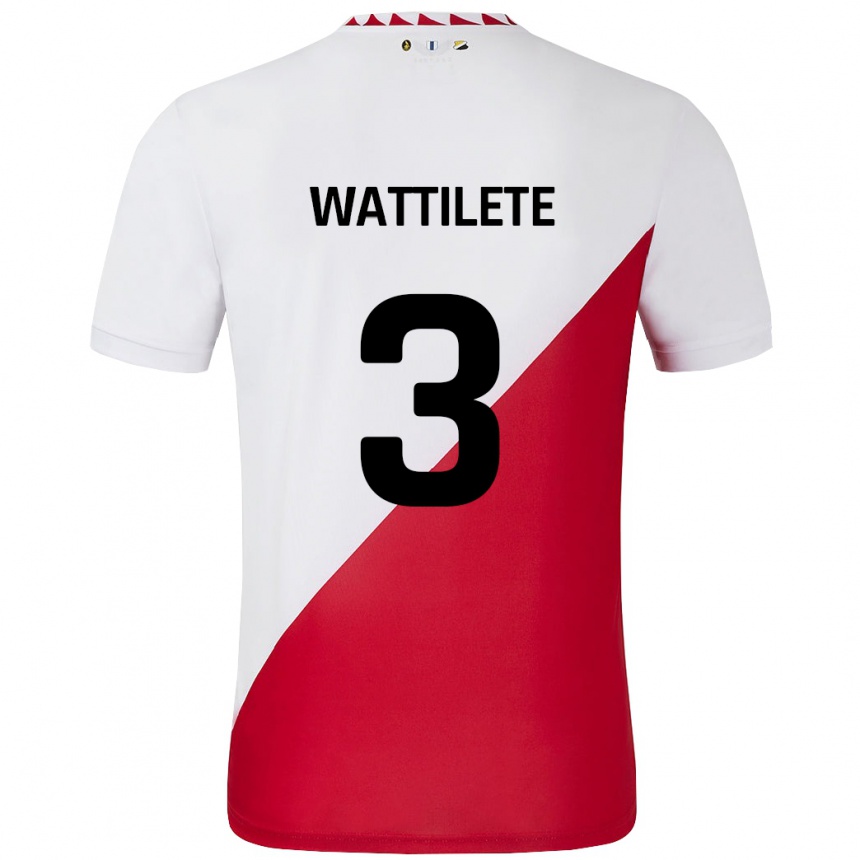 Kids Football Julia Wattilete #3 White Red Home Jersey 2024/25 T-Shirt Canada