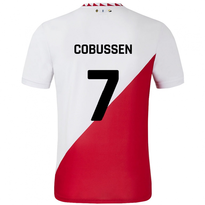 Kids Football Sophie Cobussen #7 White Red Home Jersey 2024/25 T-Shirt Canada