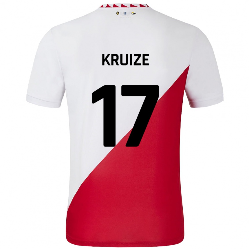 Kids Football Elisha Kruize #17 White Red Home Jersey 2024/25 T-Shirt Canada