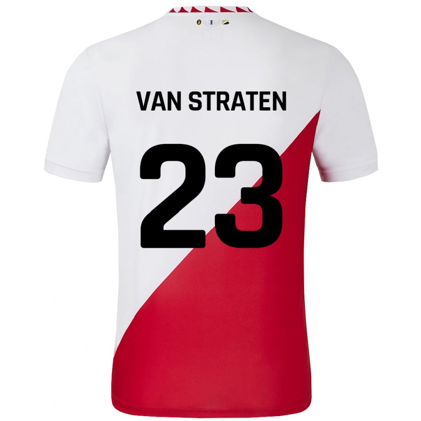 Kids Football Dieke Van Straten #23 White Red Home Jersey 2024/25 T-Shirt Canada