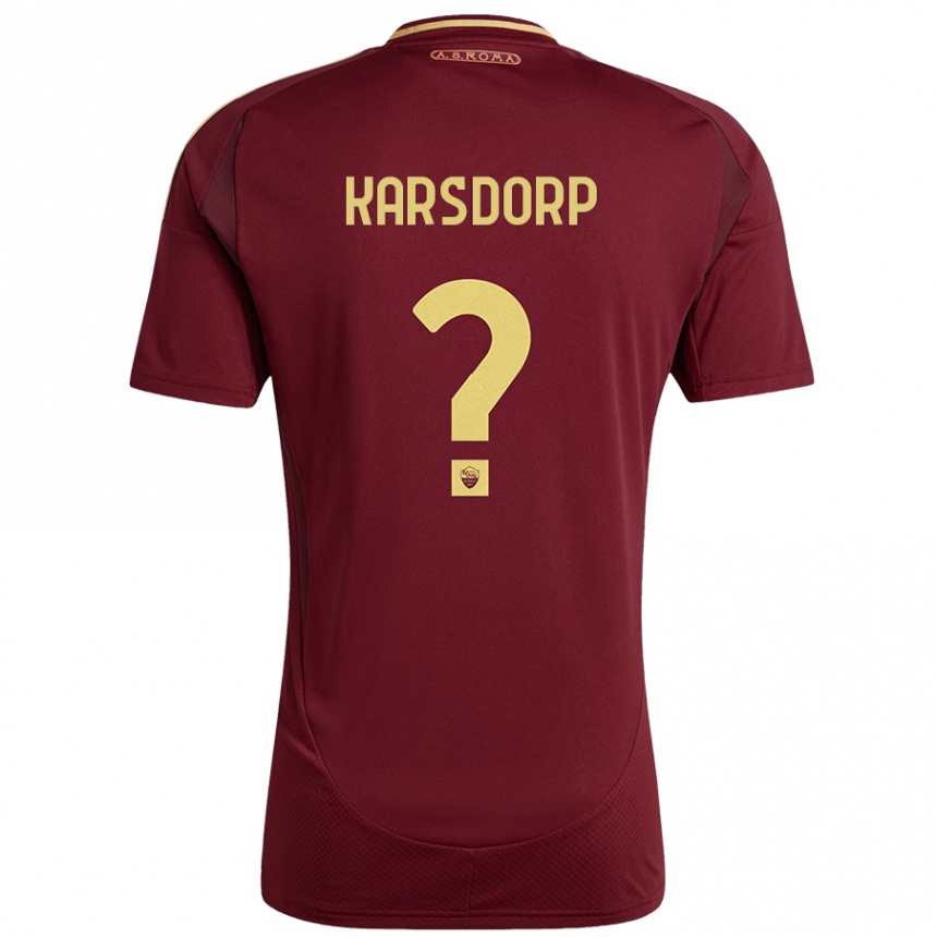 Enfant Football Maillot Rick Karsdorp #0 Rouge Brun Or Tenues Domicile 2024/25 Canada