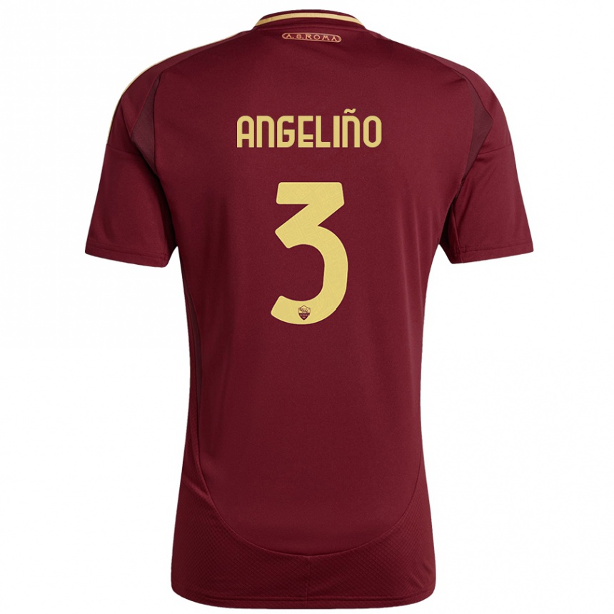 Kids Football Angeliño #3 Red Brown Gold Home Jersey 2024/25 T-Shirt Canada