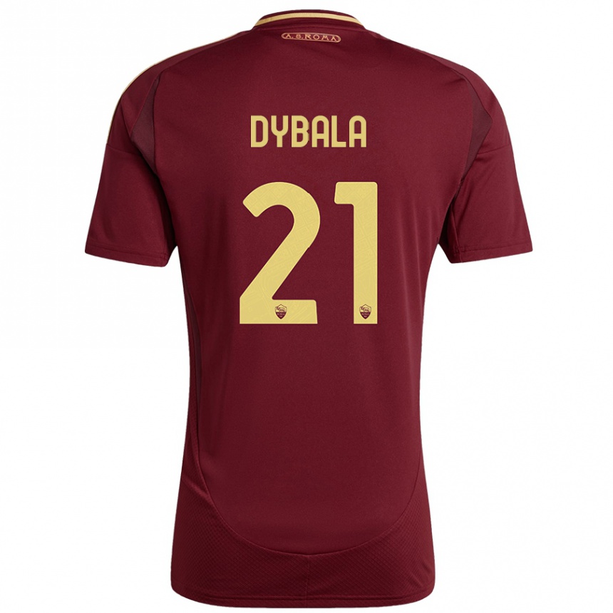 Enfant Football Maillot Paulo Dybala #21 Rouge Brun Or Tenues Domicile 2024/25 Canada