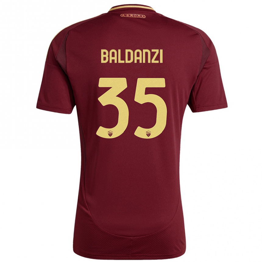 Kids Football Tommaso Baldanzi #35 Red Brown Gold Home Jersey 2024/25 T-Shirt Canada