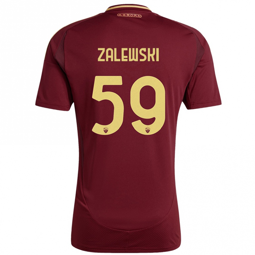 Kids Football Nicola Zalewski #59 Red Brown Gold Home Jersey 2024/25 T-Shirt Canada