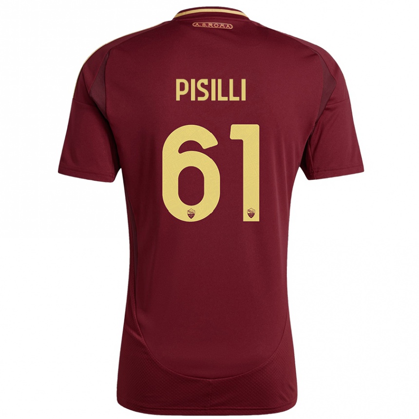 Enfant Football Maillot Niccolò Pisilli #61 Rouge Brun Or Tenues Domicile 2024/25 Canada