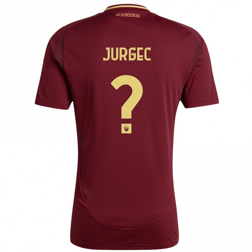 Kids Football Jan Jurgec #0 Red Brown Gold Home Jersey 2024/25 T-Shirt Canada