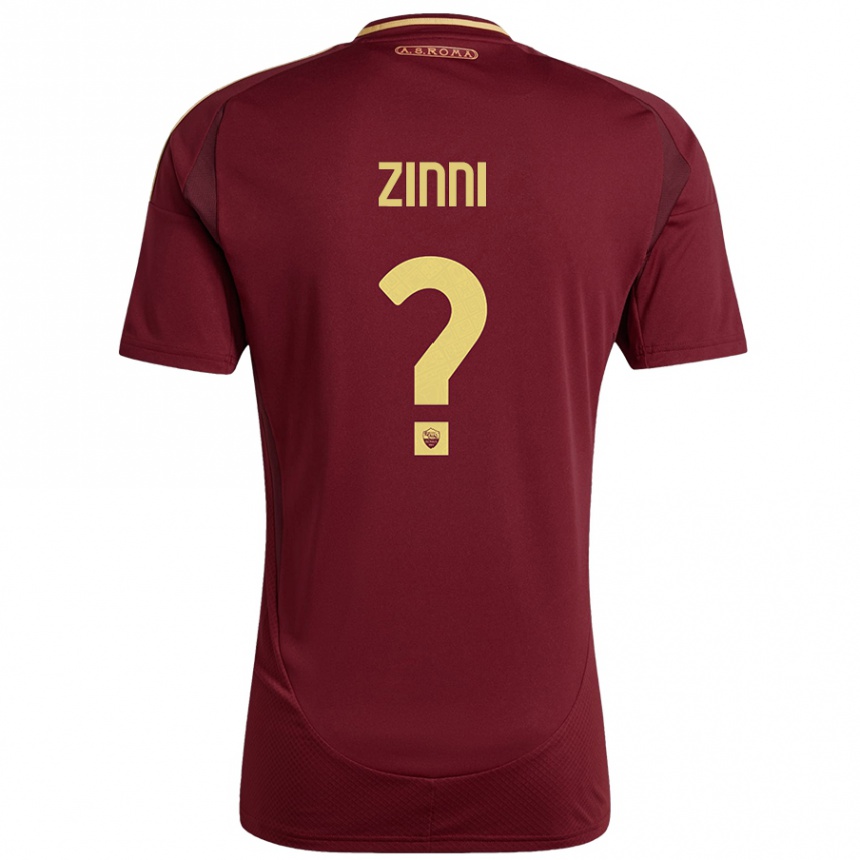 Kids Football Raul Zinni #0 Red Brown Gold Home Jersey 2024/25 T-Shirt Canada