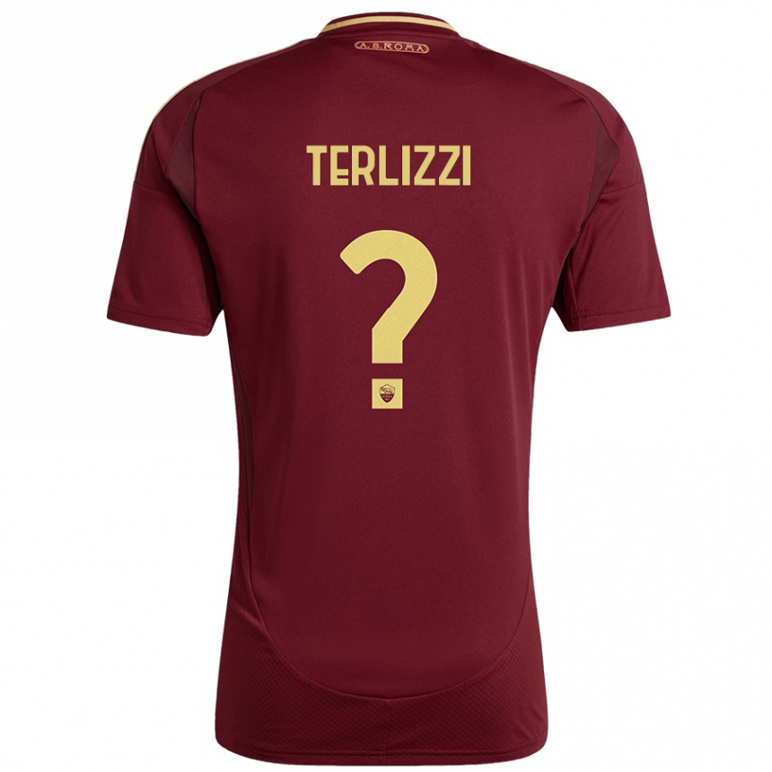 Kids Football Federico Terlizzi #0 Red Brown Gold Home Jersey 2024/25 T-Shirt Canada